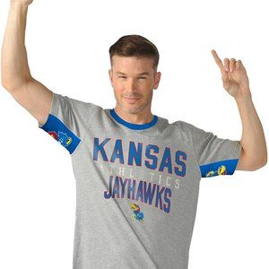 Hands High NCAA Men's Cut Back Short Sleeve Fashion Top Kansas Jayhawks NWT